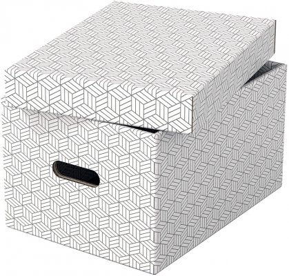 Cutie depozitare  Home Recycled, carton, 100% reciclat, certificare FSC, reciclabil, 36x26x20 cm, cu capac, 3 buc/set, alb, Esselte