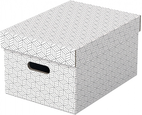 Cutie depozitare  Home Recycled, carton, 100% reciclat, certificare FSC, reciclabil, 36x26x20 cm, cu capac, 3 buc/set, alb, Esselte