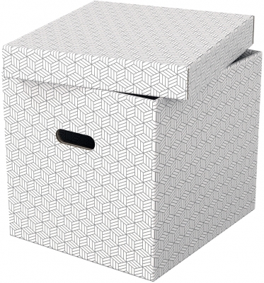 Cutie depozitare  Home Recycled, carton, 100% reciclat, certificare FSC, reciclabil, 36x32x31 cm, cu capac, 3 buc/set, alb, Esselte