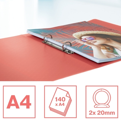 Caiet mecanic Colour Breeze, PP, A4, coperta moale, mecanism 2RR, inel 25 mm Esselte