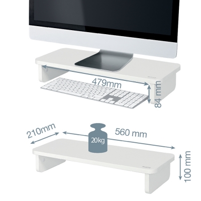 Stand pentru monitor Ergo, pentru diagonale de 24 inch, alb Leitz 