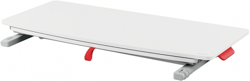 Statie de lucru ergonomica Cosy, pozitie sezut/ in picioare, cu sertar pentru tastatura, gri deschis Leitz