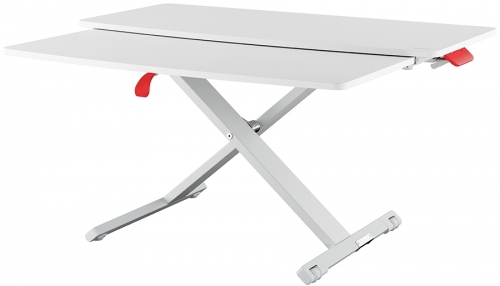 Statie de lucru ergonomica Cosy, pozitie sezut/ in picioare, cu sertar pentru tastatura, gri deschis Leitz