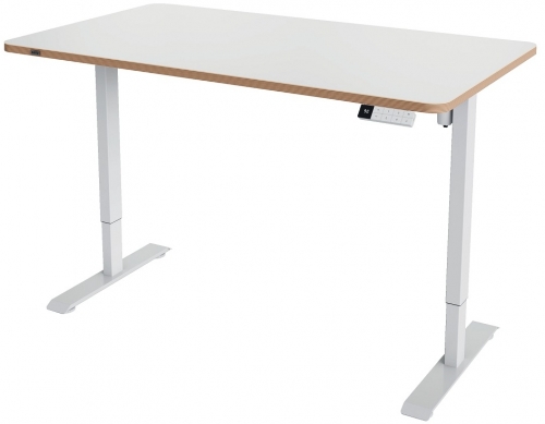 Birou ergonomic Leitz Ergo, electric, 140x80 cm, ajustabil, certificare FSC, alb