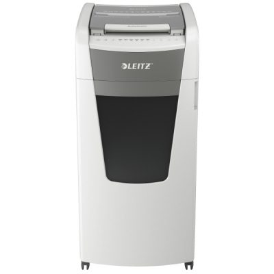 Distrugator documente automat IQ Office, P5, micro-cut, 600 coli, cos 110 L, alb-gri Leitz
