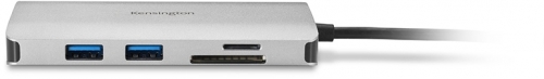 Hub USB, 4 porturi (3 USB-A, 1 USB-C), conexiune USB-C, gri Kensington