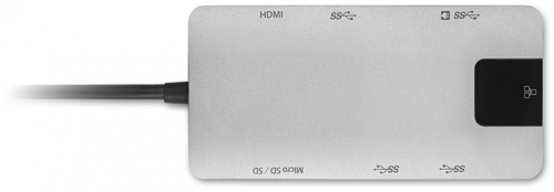 Hub USB, 4 porturi (3 USB-A, 1 USB-C), conexiune USB-C, gri Kensington
