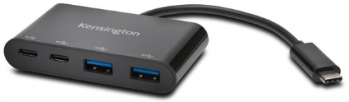 Hub USB Kensington, 4 porturi, conexiune USB-C, negru