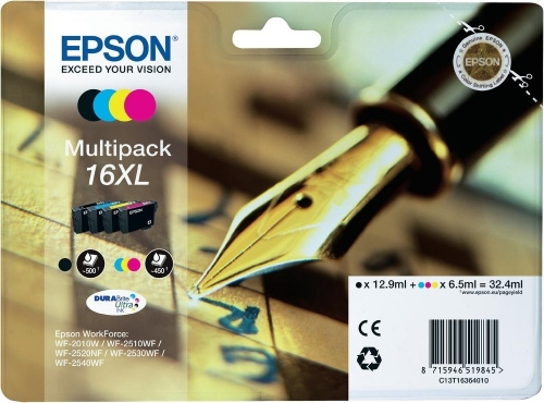 Multipack Cmyk Nr.16Xl C13T16364012 1X12,9Ml, 3X6, Original Epson Wf-2010W