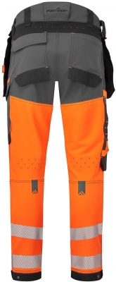 Pantaloni cu buzunare Holster detasabile, Clasa 1, Portocaliu/Gri, Regular, Portwest EV4