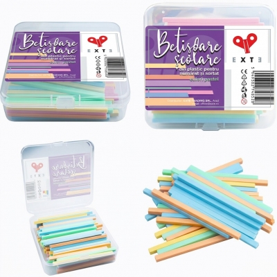 Betisoare din plastic, scolare, Exte, culori pastel, 100 buc/set