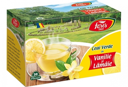 Ceai verde cu lamaie si vanilie 20 plicuri/cutie Ceaiurile lumii Fares