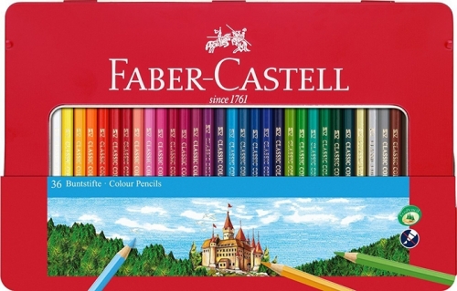 Creioane Colorate cutie metal 36 culori/set Faber-Castell