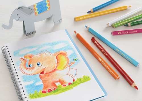Creioane colorate triunghiulare Jumbo 12 culori Faber-Castell