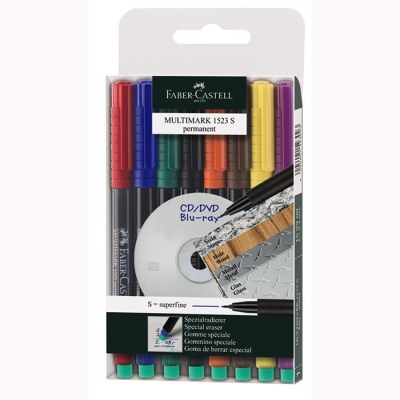 Marker Permanent S Multimark, 8 culori/set Faber-Castell 