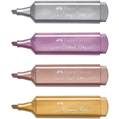 Textmarker culori metalizate, 4 buc/set, Faber-Castell 