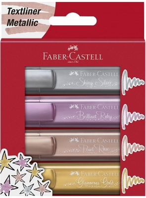 Textmarker culori metalizate, 4 buc/set, Faber-Castell 