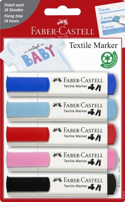 Markere Textile 5 culori/set Faber-Castell 