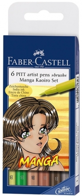 Marker caligrafic Pitt Artist Pen Manga Kaioro 6 buc/set Faber-Castell