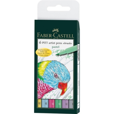 Marker caligrafic Pitt Artist Pen Pastel 6 buc/set Faber-Castell