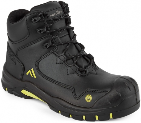 Bocanci de protectie Apex S3S ESD HRO SR SC FO, negru/galben, Portwest
