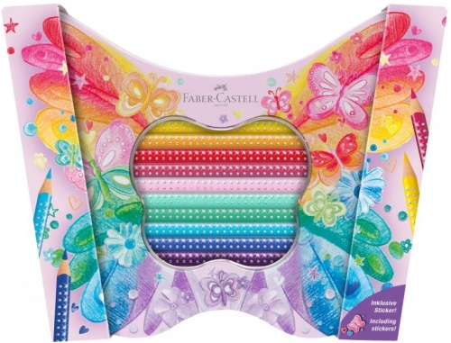Set cadou 20 creioane colorate, Sparkle Butterfly, Faber-Castell