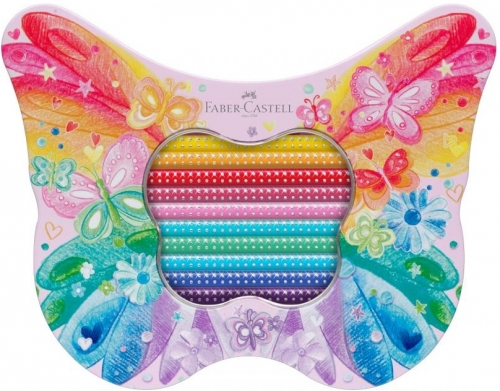 Set cadou 20 creioane colorate, Sparkle Butterfly, Faber-Castell