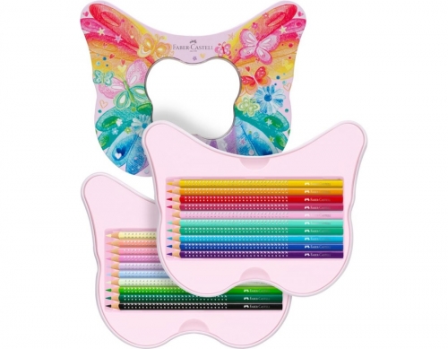 Set cadou 20 creioane colorate, Sparkle Butterfly, Faber-Castell