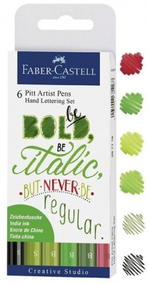 Marker caligrafic Pitt Artist Pen Verde 6 buc/set Faber-Castell 