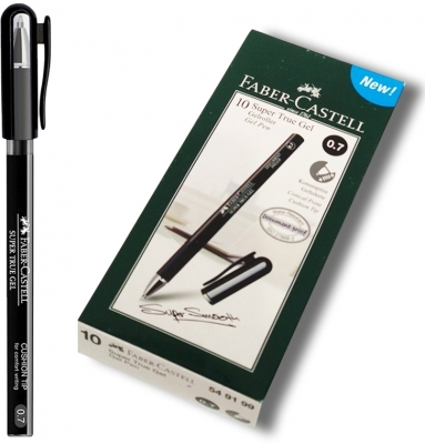 Pix cu gel Super True Gel,  0.7 mm, negru 10 buc/cutie Faber-Castell