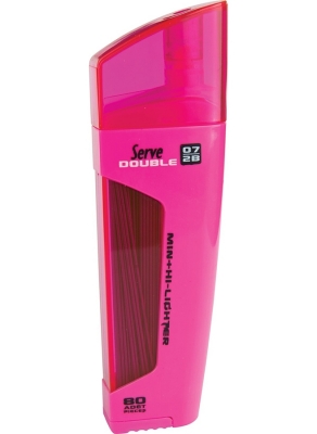 Mine 2B creion mecanic, 0.7 mm, Double Lead, 80 mine/cutie + textmarker roz fluorescent Serve