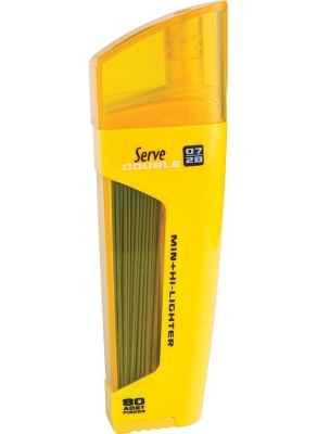Mine 2B creion mecanic, 0.7 mm, Double Lead, 80 mine/cutie + textmarker galben fluorescent Serve