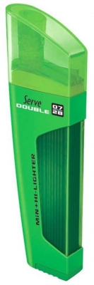 Mine 2B creion mecanic, 0.7 mm, Double Lead, 80 mine/cutie + textmarker verde fluorescent Serve