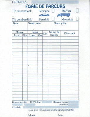 Foaie de parcurs A5 mixt persoane/marfa 100 file