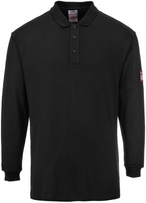 Tricou polo cu maneca lunga ignifug si antistatic, Negru, Portwest