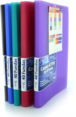 Mapa A4 Office box pentru prezentare, Active, 40 file, culori asortate
