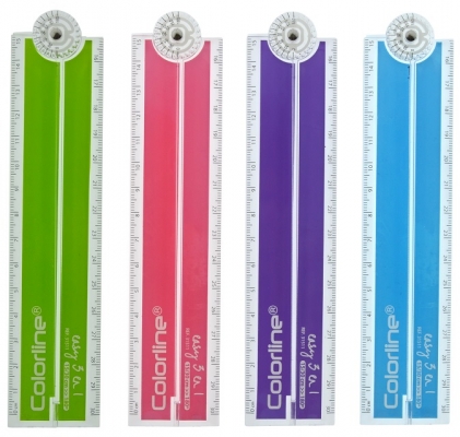 Rigla 3 in 1 Office box, ColorLine, raportor, diverse culori