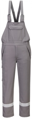 Pantaloni cu piptar de protectie FR rezistenta chimica, gri, Portwest