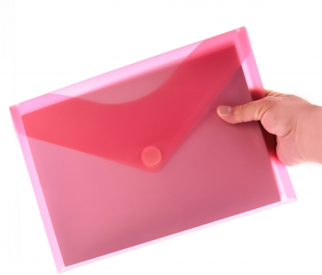 Mapa plastic Office box A4+, prindere tip arici, in V, rosu