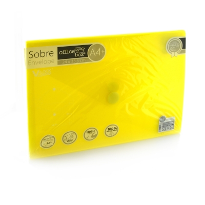 Mapa plastic Office box A4+, prindere tip arici, in V, galben