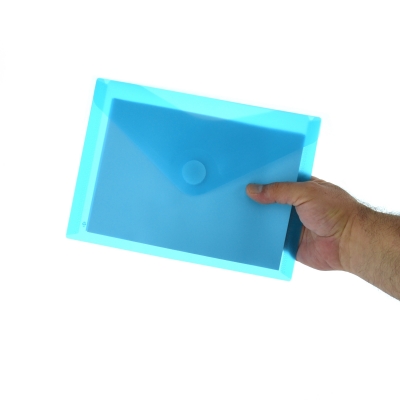 Mapa plastic Office box A5, prindere tip arici, in V, albastru