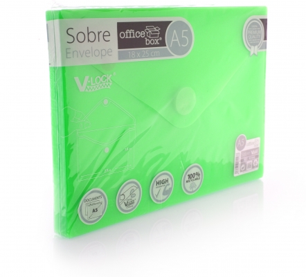 Mapa plastic Office box A5, prindere tip arici, in V, verde