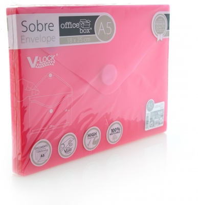 Mapa plastic Office box A5, prindere tip arici, in V, rosu