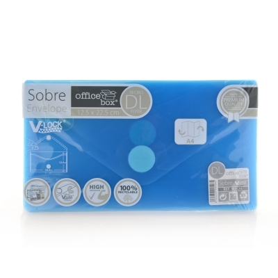 Plic DL plastic Office box, prindere tip arici, in V, albastru