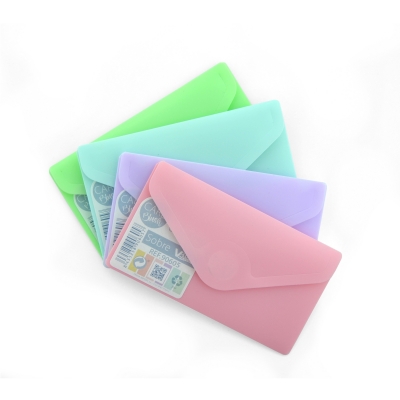 Plic card plastic Office box, Blush Pastel, prindere tip arici, tip V, culori asortate pastel