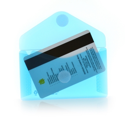 Plic card plastic Office box, prindere tip arici, tip V, albastru