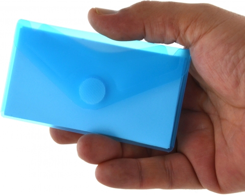 Plic card plastic Office box, prindere tip arici, tip V, albastru