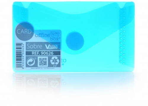 Plic card plastic Office box, prindere tip arici, tip V, albastru