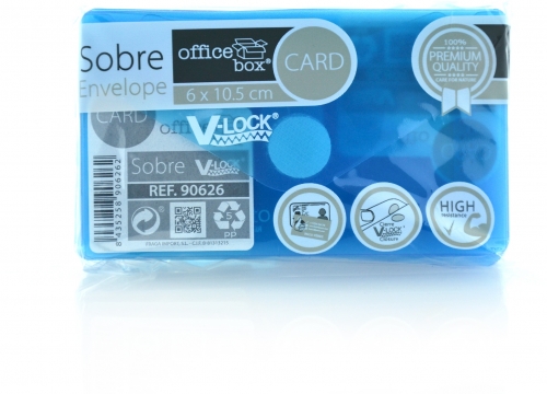 Plic card plastic Office box, prindere tip arici, tip V, albastru