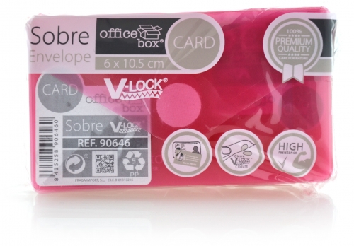 Plic card plastic Office box, prindere tip arici, tip V, rosu